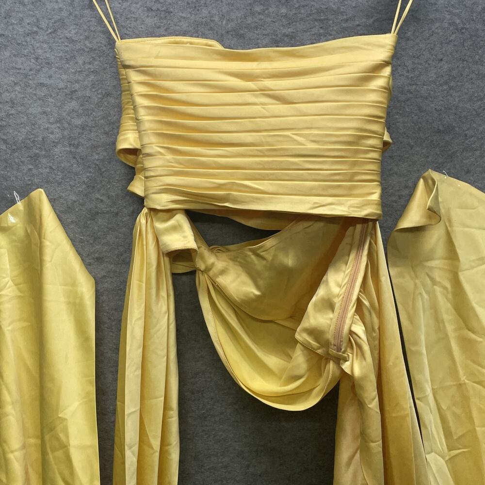 NWT Stolen Studios 3 Carats Bustier Yellow Gold Satin Cut Out Wrap Top XS Drape - Picture 6 of 10